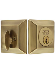 Quincy Solid Brass Single-Cylinder Deadbolt with in Antique Brass.